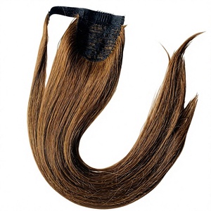 Extensiones de Cabello Humano Tipo Cola de Caballo Hechas con Cabello Virgen Vietnamita Color Marrón para Instalación Personal - Product Image 1