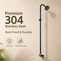 Colonne de douche extérieure moderne en céramique noire mate brossée, kit en acier inoxydable 304 pour système de piscine de jardin avec robinet mélangeur