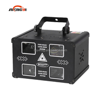 Projecteur laser 4 têtes avec LED rouges/jaunes, contrôle DMX512/sonore, indice de protection IP33, idéal pour les discothèques et les boîtes de nuit