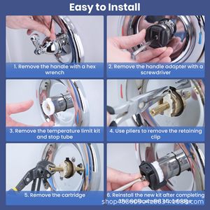 116653 Kit Adattatore Maniglia Lusso per Rubinetto Vasca Doccia, Kit Riparazione Valvola con Funzione Doccia a Pioggia - Product Image 3