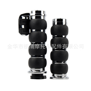 Zuqing <b>Motorcycle</b> Handlebar <b>Grips</b> Aluminum Chrome Black For Harley-Davidson Universal Fit - Product Image 4