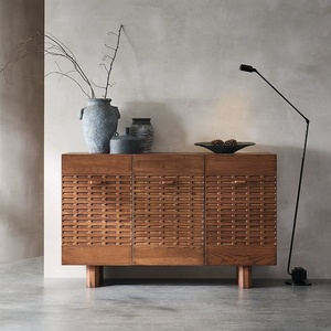 Chinese Living Room Red Oak Solid Wood Space-Saving Modern Minimalist Design Cupboard Storage <b>Sideboard</b> Dining Display Hotel - Product Image 6