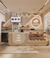 Intérieur de boulangerie personnalisé comptoir moderne en marbre comptoir en bois vitrine de café armoires à dessert en verre