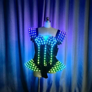 LED Stage Performance Flashing <strong>Costume</strong> Glowing Lady Clothing <strong>Dance</strong> Party Dj Disco Light Ladies Dress