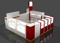 Kiosque de parfumerie, vitrine en verre avec éclairage, conception de kiosques pour centres commerciaux