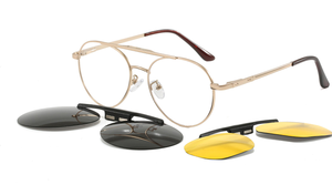 Мужские круглые оправы для очков с двойной перемычкой, магнитные накладные солнцезащитные очки с поляризационными линзами UV400 для ночного видения, оптом - Product Image 5