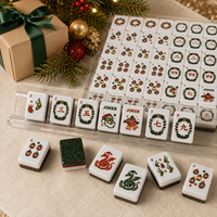 Juego de Fichas de Mahjong de Acrílico de Tres Capas, Calidad Premium, Reverso de Color Sólido, Dragón, Viento, Joker, Flor, Venta al Por Mayor Personalizada