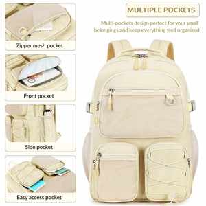 Water-Resistant Polyester <b>Backpack</b> with Multiple Pockets and Double Zipper Bag for Travel Outdoor College and Daily Use - Product Image 5