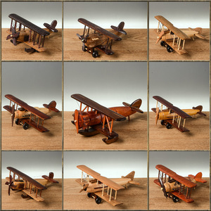 Ornamento da Scrivania <span class=keywords><strong>di</strong></span> Alta Qualità, Modello Decorativo Creativo in <span class=keywords><strong>Legno</strong></span>, Aeroplano in Stile Vintage per Bambini - Product Image 2