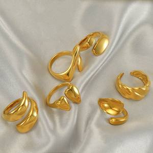 Anillo de Moda para Mujer, Diseño Geométrico Simple y Elegante, de Acero Inoxidable, con Piedra Natural, Estilo Abierto, Personalizado de Fábrica - Product Image 2