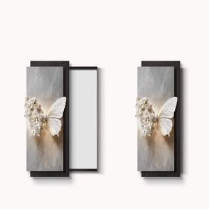 Miroir mural escamotable intégral de luxe avec effet de peinture décorative, motif papillon, pour entrée et dressing - Product Image 5