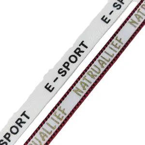 10mm rộng tùy chỉnh in logo hẹp Polyester dệt Băng xương cá băng cho hàng may mặc - Product Image 1