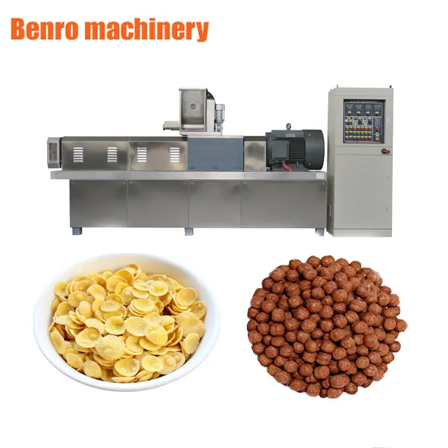 Máquina de fabricación de escamas de maíz, extrusora de doble tornillo, máquina de producción de cereales para desayuno, precio de fábrica, China