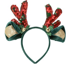 Serre-tête de Noël en forme de bois de cerf avec clochettes et sequins rouges pour fêtes et accessoires <span class=keywords><strong>photo</strong></span> - Product Image 5