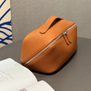 Bolsa de Maquillaje de Cuero Genuino de Gran Capacidad, Bolsa de Cosméticos Portátil con Cierre para <span class=keywords><strong>Viaje</strong></span>, para Mujeres y Niñas - Product Image 3
