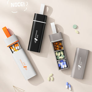 Organisateur de médicaments de voyage compact à 3 compartiments, boîte à pilules en ABS avec tiroir coulissant, distributeur de comprimés à 3 compartiments - Product Image 1