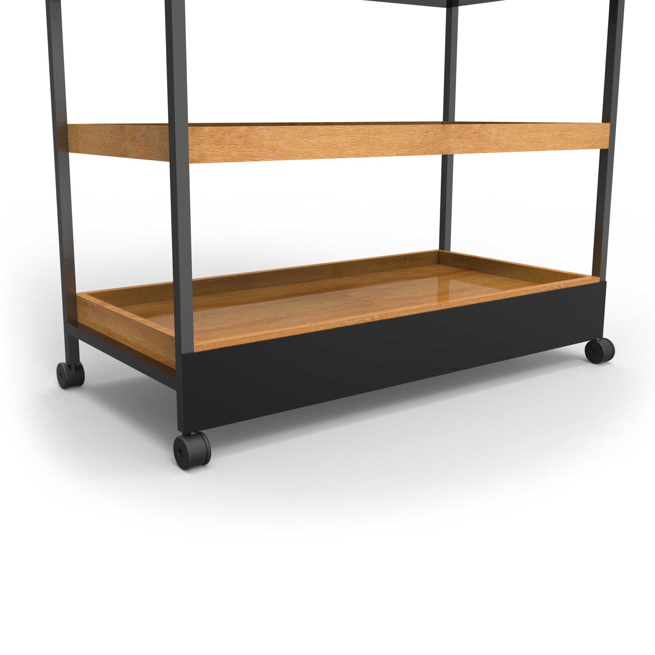 Wooden Tray Metal Salad Display Stand with Wheels for Stores — view 4
