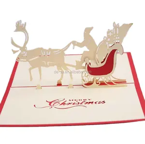 Cartoline natalizie 3D regali fatti a mano Elk Car Cheap Christmas 3d Card