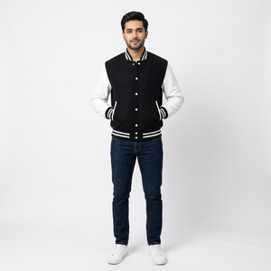 Chaqueta Varsity de Alta Calidad Hecha en Fábrica para Hombre, Estilo Letterman con Mangas de Cuero, Cálida para Invierno, Estilo Formal, Marca Privada - Product Image 1