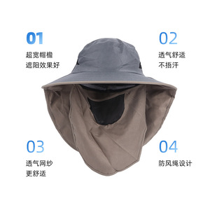 Sombrero de protección solar desmontable para hombre con protector facial, sombrero transpirable para trabajo al aire libre, recolección de té, primavera y verano - Product Image 2