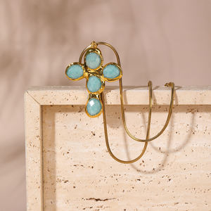 Collar con colgante en forma de cruz de piedra TianHe de piedra lunar blanca <span class=keywords><strong>Natural</strong></span> clásica para regalo de fiesta - Product Image 6