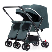 Poussette double pour jumeaux, légère, compacte, pliable, idéale pour les voyages, avec panier de rangement