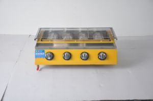 Yellow Stainless Steel Gas Griddle Commercial <b>BBQ</b> <b>Grill</b> with 4 Burners for Kebab Cooking - Product Image 5