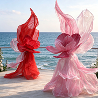 Fleur géante en tissu organza de luxe Y-070, grande fleur artificielle faite à la main pour la décoration de la scène de mariage
