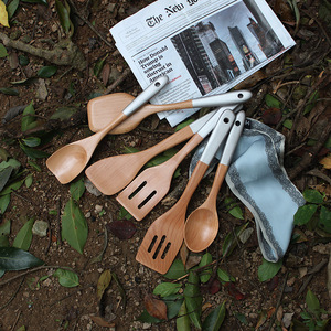 Wooden Spoon And Spatula Set 6 Piece Kitchen Cooking Utensils Hand Wash Only - Product Image 4