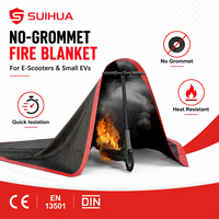 Couverture anti-feu pour batterie de scooter au lithium 4*5m en fibre de verre silicone gris sans œillets et coins de traction renforcés rouges