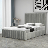 Willsoon Cadre de lit élégant en MDF avec élévateur à gaz Lit ottoman en velours King Size pour usage domestique Caractéristiques Rangement Queen Size