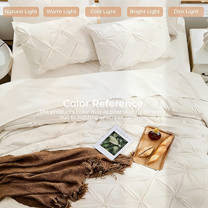 Juego de Ropa de Cama Pintuck para Todas las Estaciones, Tela Suave y Ligera, Incluye Fundas de Edredón, Sábanas y Fundas de Almohada para Dormitorio - Product Image 2