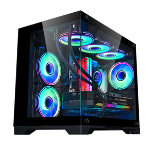 SNOWMAN CS004 <span class=keywords><strong>Mini</strong></span> <span class=keywords><strong>ITX</strong></span> BlackType MATX SPCC0.8MM 120 ° Vista completa RGB Ventilador Panorama increíble con ventilador de enfriamiento rápido Estuche de juego popular - Product Image 1