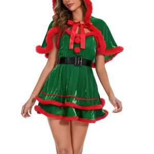 Robe de Noël en velours pour adultes, nouvelle collection, prix bas, vente en gros, mignonne, sexy, sans bretelles, à thème de Noël, pour fêtes - Product Image 4