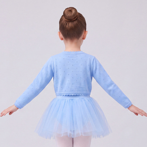 Cardigan de ballet pour filles, pull léger à manches longues, avec nœud sur le devant, pour la danse - Product Image 3