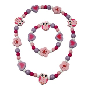 Juego de Joyería de Madera con Diseño de Búho de Dibujos Animados Ecológico, Collar y Pulsera con Cuentas de Colores Pastel, <span class=keywords><strong>Accesorios</strong></span> <span class=keywords><strong>para</strong></span> Niñas, Regalo de Cumpleaños - Product Image 5