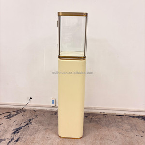 Vitrina de Exhibición con Pedestal de Estilo Moderno Vintage, Mueble de Curiosidades, Vitrina de Metal, MDF, Madera, Acero Inoxidable, Estilo de Mediados de Siglo - Product Image 5