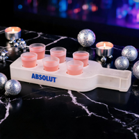 Support à verres à shot et porte-bouteilles en acrylique portable personnalisé à 6 compartiments pour présentation et rangement en bar