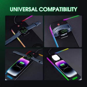 Alfombrilla de ratón para juegos personalizada grande de cuero luminoso RGB con carga inalámbrica 3 en 1, estilo <span class=keywords><strong>Anime</strong></span> para juegos de oficina en casa - Product Image 5