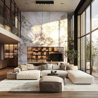 Dalles de pierre frittée brillante pour murs TV, comptoirs, marches d'escalier, salons, extérieurs, hôtels, villas, décoration intérieure, OEM personnalisé