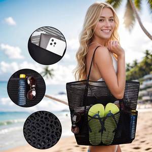 Mesh Beach Bag Lightweight <b>Large</b> Tote Bag Mesh Beach Bag for <b>Women</b> Foldable Waterproof and Sand Proof Mesh <b>Handbag</b> - Product Image 1