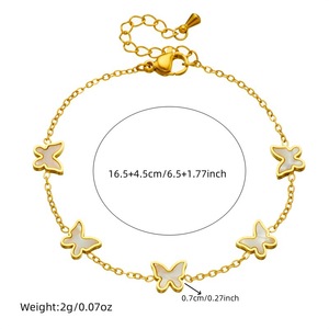 Custom semplice piatto d'oro 18K in acciaio inossidabile perla farfalla guscio di <span class=keywords><strong>gioielli</strong></span> in stile coreano classico orecchino collana - Product Image 3