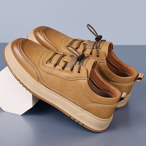 Chilowa Mocasines de cuero informales de negocios para hombre, suela de goma de tacón bajo, zapatillas de deporte a la moda para el tiempo libre - Product Image 2