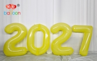 Ballon géant en nylon de 2 m (78 pouces) pour le Nouvel An 2027, numéro 2028, personnalisé, laminé, pour la décoration de fêtes, de bébés et d'anniversaires