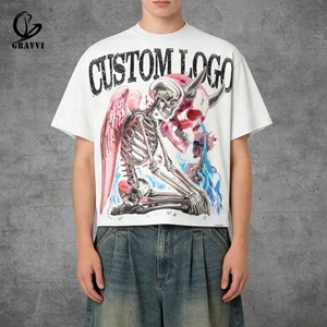 T-shirt personnalisé pour homme, style streetwear, coupe ample, imprimé sérigraphié vintage, effet vieilli, style grunge, délavé à l'acide, poids lourd - Product Image 1