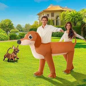 <span class=keywords><strong>Disfraz</strong></span> Inflable de Perro Salchicha para Parejas Adultas, Divertido <span class=keywords><strong>Disfraz</strong></span> de Perro para Halloween, Trajes de Cosplay para 2 Personas, Hombres y Mujeres, Poliéster - Product Image 4
