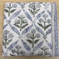 Nappe en coton 100% avec imprimé motif blocs de grenade vertes 58x58 pouces, couverture de table en coton floral bohème