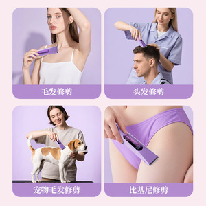 Dual Head Electric Shaver <b>Rechargeable</b> Full Body Hair Remover Unisex Purple Plastic Housing - Product Image 4