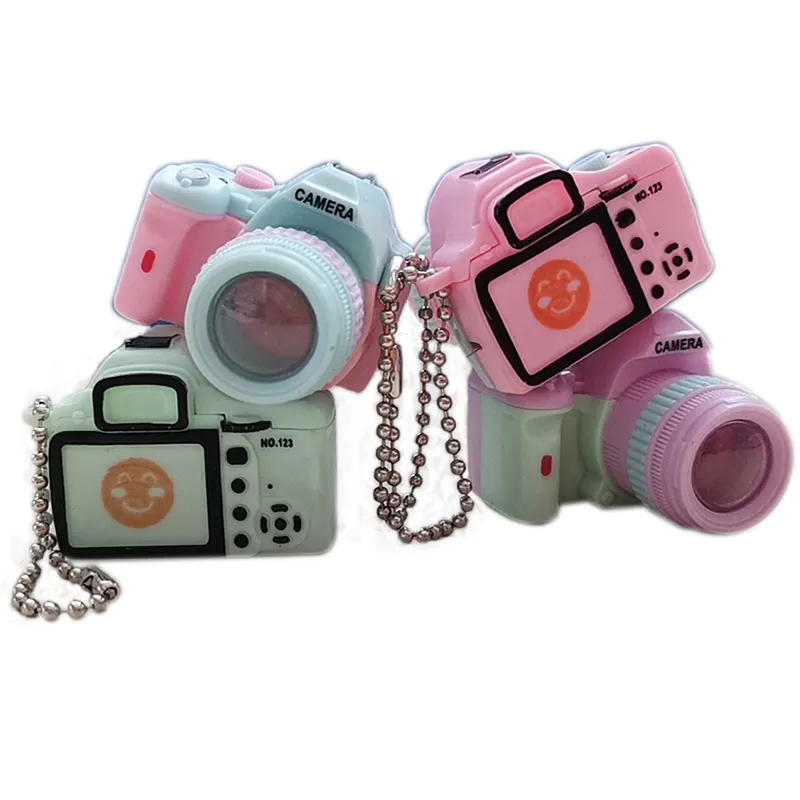 Amazon Hot Sell 18 Inch Doll Accessories Colorful Mini Camera With LED Light 3D Pendant Car Key Chains Keyfob Key Ring Gift