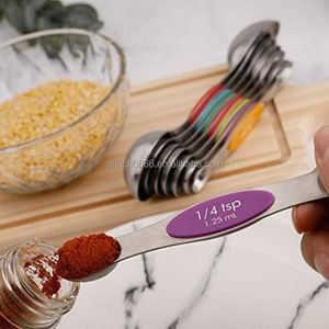 Venta caliente 2025 Cucharas medidoras magnéticas Juego de <span class=keywords><strong>6</strong></span> Cucharaditas apilables de doble cara de acero inoxidable para medir ingredientes secos y líquidos - Product Image 3